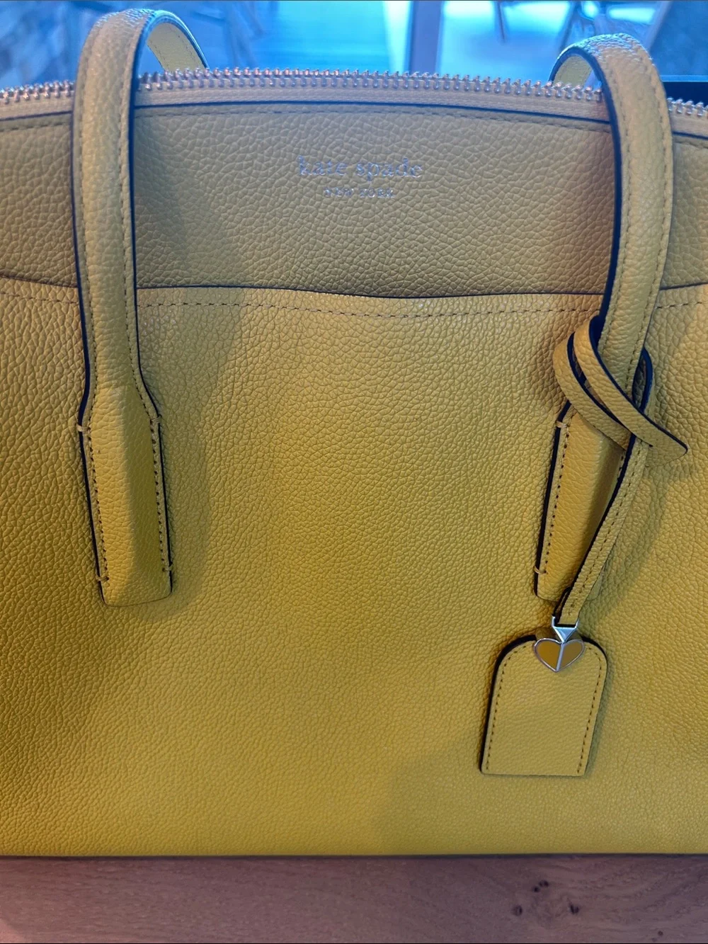 kate spade Bright Yellow Pebbled Leather Tote